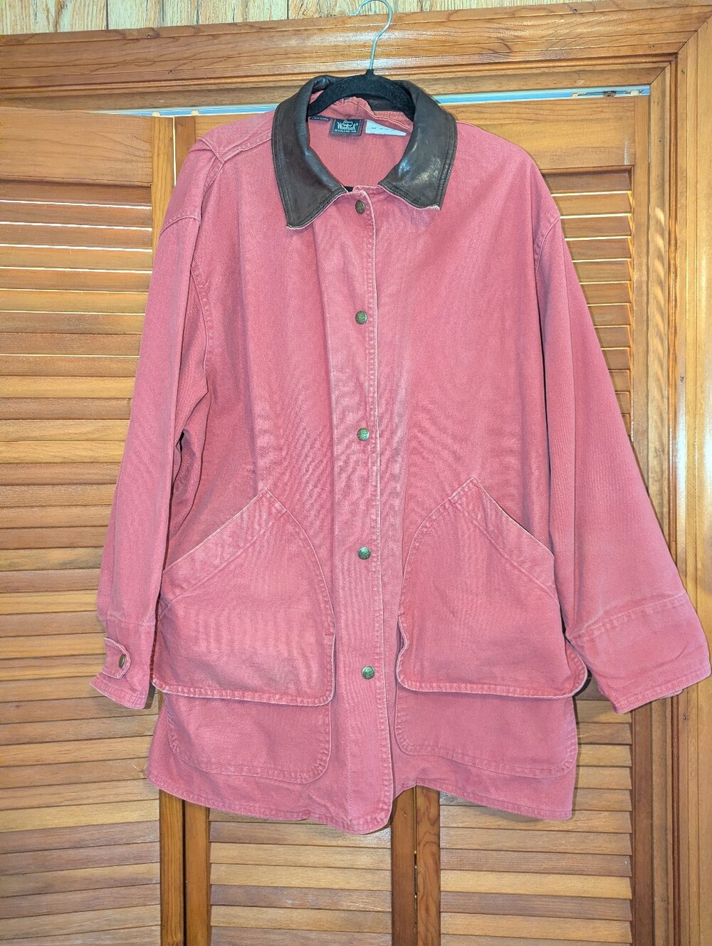 Vintage Woolrich Chore Jacket With Leather Collar Large